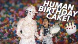 TURNED INTO A HUMAN BIRTHDAY CAKE | Ranz and Niana