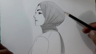 TUTORIAL CARA MENGGAMBAR ANIME BERHIJAB TERLIHAT DARI SAMPING