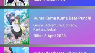 Ini dia Daftar anime yang akan tayang😍