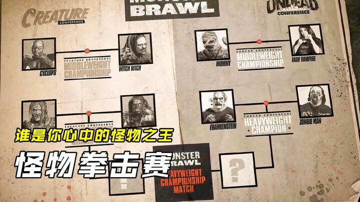 Horrible monsters fight for the title of king in a boxing match in the monster version of WWE "Monst