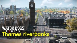 Drone style tour - Thames northern riverbanks | Watch Dogs: Legion (2030s London)