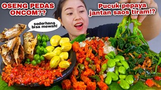 NGELIMED PISAN⁉️ OSENG ONCOM DAUN PEPAYA SAOS TIRAM LALAPAN JENGKOL MENTAH CAMPUR PETE LEUNCA