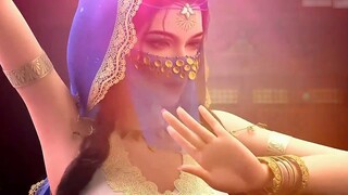 Dressed in a gauze dress and dancing gracefully, this woman is a fairy slave making a brilliant appe