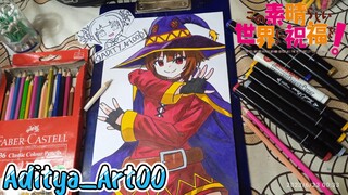 Speed Drawing menggambar megumin dari anime (Konosuba) #