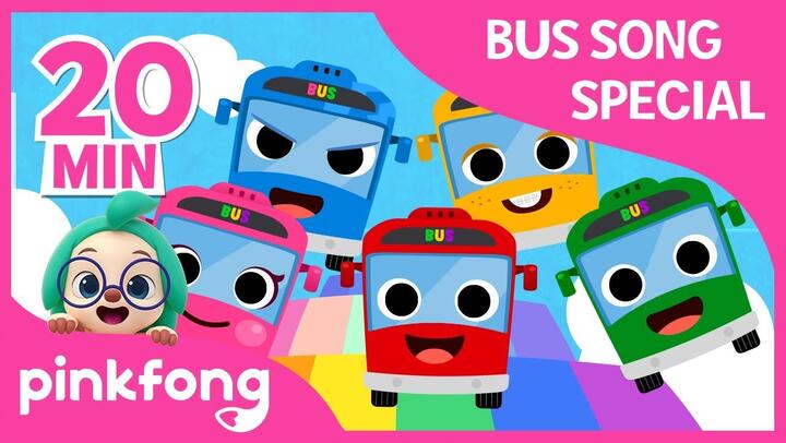 The Wheels on the Bus and more | Bus Songs | +Compilation | Pinkfong Songs for Children