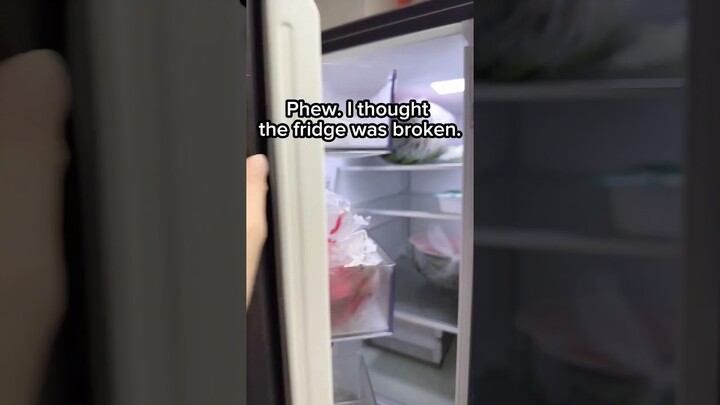 Phew, I thought the fridge was broken. #shorts #vlog #couple #funny #boyfriend #cute