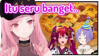 Calli cerita waktu Moona dan Irys dateng ke rumahnya buat pesta pizza..