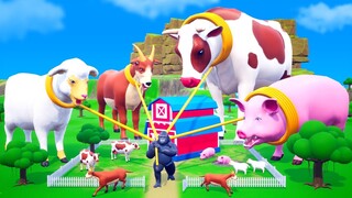 Gorilla's Giant Animals Farm Diorama | COW, SHEEP, HEN, PIG, GOAT | Funny Animals Cartoons 3D 2022