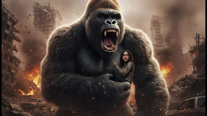 Monster destroys city. KONG saves girl from disaster ｜ A dramatic roar amidst