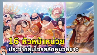 วันพีช - 16 หัวหน้าหน่วยของกลุ่มโจรสลัดหนวดขาวมีใครบ้าง!?!