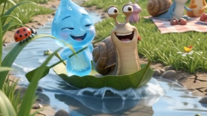 A Tiny Blue Friend Meets a Slow but Fearless Snail 🐌💙 | Cute Animated Short