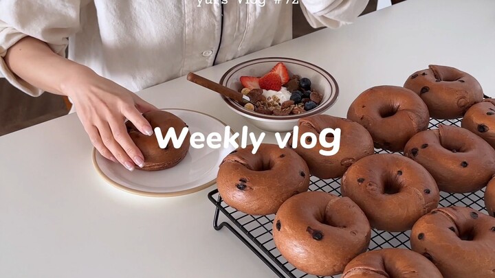 Vlog: One-week meal prep—baked a big tray of double-chocolate bagels 🥯 My super-spicy, low-fat chick