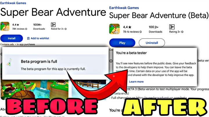CARA MENGATASI JOIN BETA FULL DI UPDATE SUPER BEAR ADVENTURE MULTIPLAYER