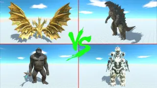 GHIDORAH vs GODZILLA vs KING KONG vs MECHAGODZILLA - Animal Revolt Battle Simulator