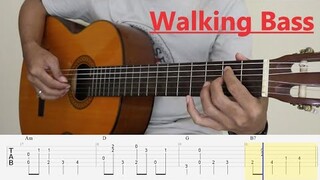 FLY ME TO THE MOON - Walking Bass Fingerstyle Guitar Tutorial TAB