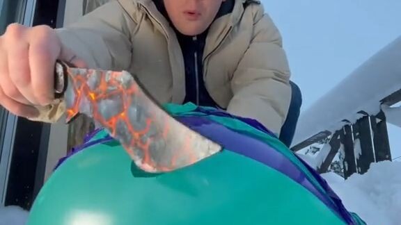 He Tried to Break a Giant Frozen Balloon… 😱🧊  Description:
