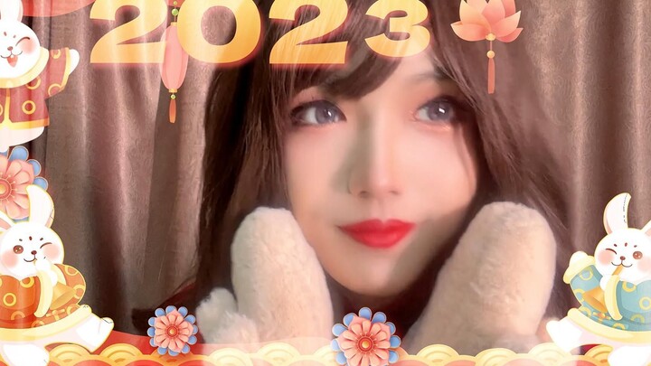 A boy dressed up in women's clothing for the New Year—only to send heartfelt New Year wishes to his 