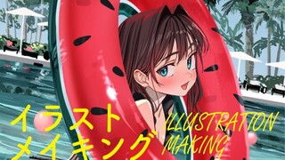 【Illustration making】イラストメイキング03　プール【PhotoshopCC】