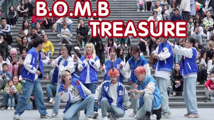 【BOMB-TREASURE】การเต้นคัฟเวอร์สุดสนุก (Kpop บนเวทีสาธารณะที่เฉิงตูซานลี่พลาซ่า)