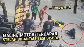 Maling Motor Tumbang Dihantam Besi Bisbol !! Rekaman CCTV Tebaru 2023