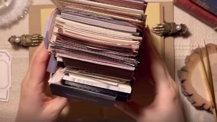Light retro bullet journal immersive collage: watch a journaling blogger create a serene blue ambian