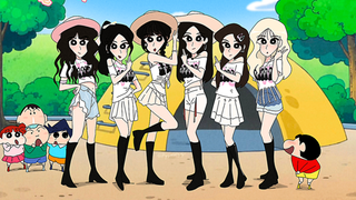 Shin-chan met the IVE girl group in the park?!