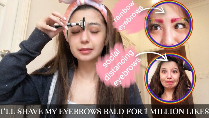 SHAVING MY EYEBROWS BALD FOR 1 MILLION LIKES (I tried different eyebrows too)