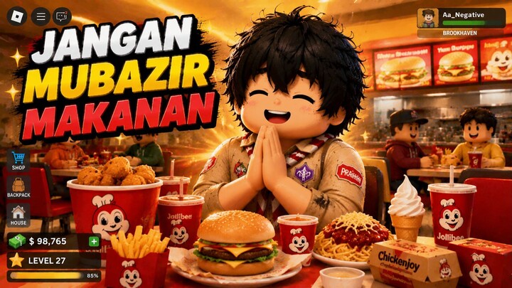 Jangan Mubazir! Momi Nasihatin Aa Sebelum Makan di Roblox