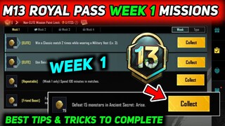 M13 ROYAL PASS WEEK 1 MISSION 🔥 BGMI M13 WEEK 1 MISSIONS 🔥 BGMI & PUBG WEEK 1 MISSIONS EXPLAINED