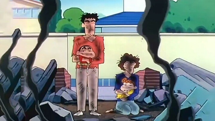 【ขบวนการวัยซนชินจัง ภาคเก่า】ระเบิดครั้งใหญ่ทำให้บ้านครอบครัวโนฮาระพังราบเป็นหน้ากลองในพริบตา ภาพเหตุ