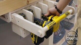 自制抽屉型电动工具收纳架，附图纸，超实用！【木工】