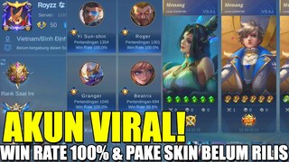 REVIEW AKUN VIRAL, WIN RATE 100% & BISA PAKE SKIN YANG BELUM RILIS!! - MLBB