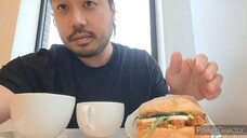 PUBLIC ASMR Chicken Sandwich & Dutch Pea Soup - EATING SOUNDS