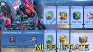 NEW STARLIGHT CARD GIFTING RETURN AVAILABLE RELEASE FEBRUARY 1, 2023 MLBB UPDATE #mlbbupdate #mlbb