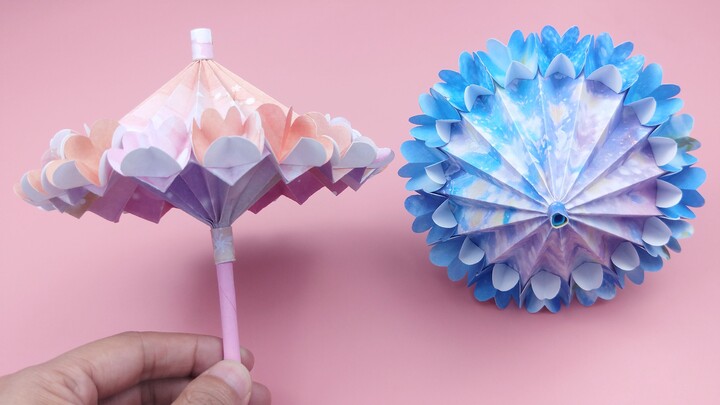 สอนพับร่มดอกไม้เล็กสามมิติแบบหดได้ เสร็จแล้ว สวยงามมาก DIY origami tutorial