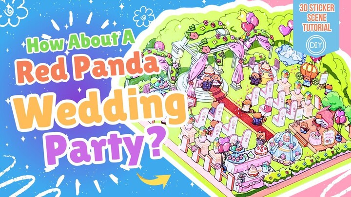 DIY Red Panda Amazing Wedding Day 🦝💍 | 3D Sticker Scene Craft Tutorial