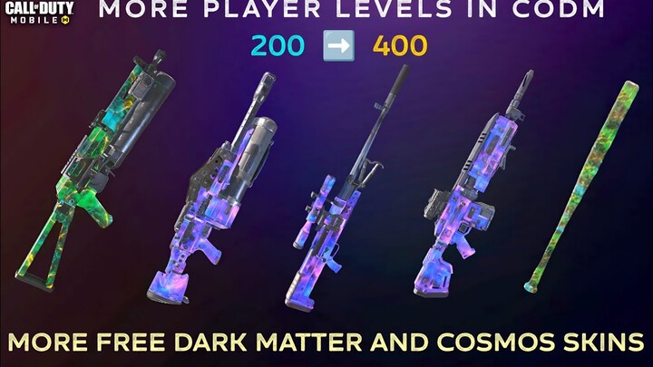 More "Player levels" in CODM | "400 free player levels" | More "Free Cosmos and Dark matter" skins
