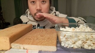 ASMR WHITE THEME  POPCORN & PAINTING WOOD WITH WHITE COLOUR ⚪⚪⚪