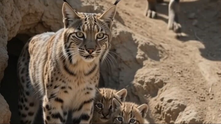 母猞猁单挑鬣狗！为救幼崽她拼了命😱