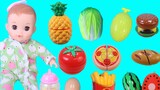 Korean small bean fruit cutting music toys summer frozen watermelon, pineapple, pizza, french fries