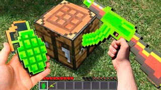 Minecraft in Real Life POV CRAFTING EMERALD AK-47 GUN Realistic Minecraft RTX Animation 創世神第一人稱真人版