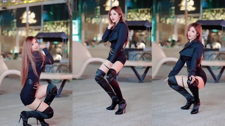 [Layar vertikal 4K] Si cantik penari seksi mengenakan sepatu bot hak tinggi super!