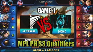 Game1 ArkAngel Own VS Obs Zodiac | MPL PH S3 QUALIFIERS