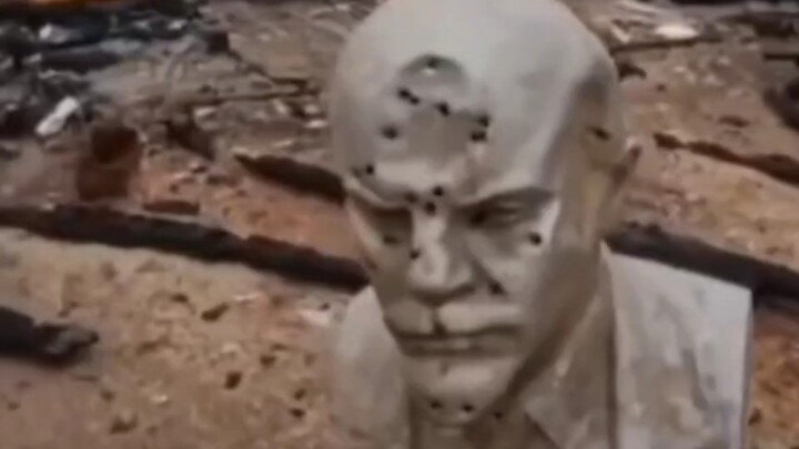 Lenin Statue in Ukraine Shot At