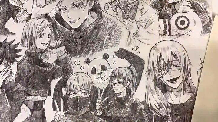 Is this a rough draft? A full page of drawings | Jujutsu Kaisen everyone!