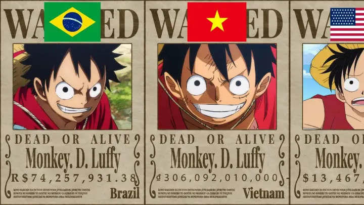 Luffy's Bounties In All Countries
