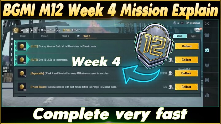 BGMI M12 Week 4 Mission Explain | M12 Rp Week 4 Mission Explain In Pubg Mobile