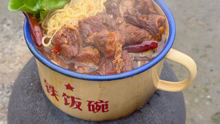 Just having some beef noodles