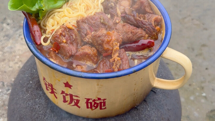 Just having some beef noodles