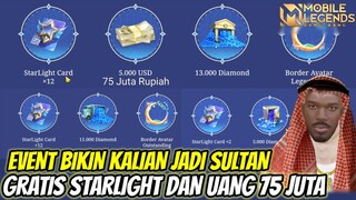 CARA IKUT DAPAT DIAMOND DAN UANG 75 JUTA GRATIS DARI EVENT MOBILE LEGENDS, STARLIGHT FREE 1 TAHUN